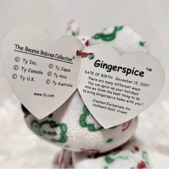 *GINGERSPICE 2008 Hallmark Exclusive Bear,TY Beanie Babies, Embroidered, Rare - Picture 5 of 7